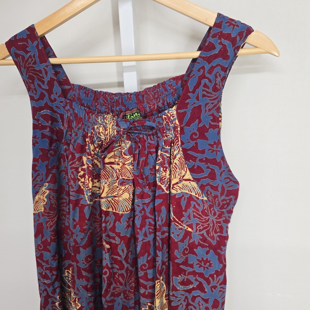Istana Batik Solo Maxi Dress‎ Women's Red Blue Floral Sleeveless Square Neck